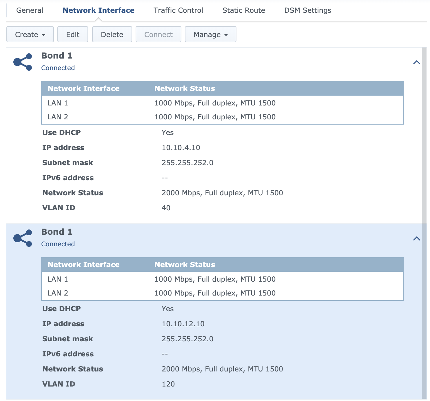 VLAN config screenshot